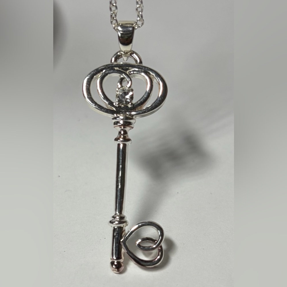 Silver Key on Chain Marked MC